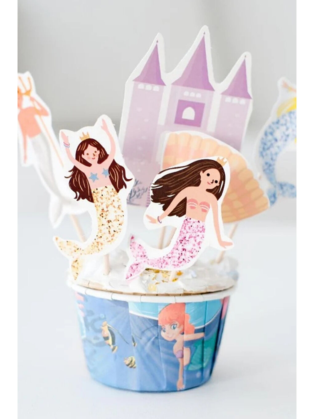 Karışık Çok Renkli Deniz Altı Temalı 8'li Kürdan Pasta Süsü