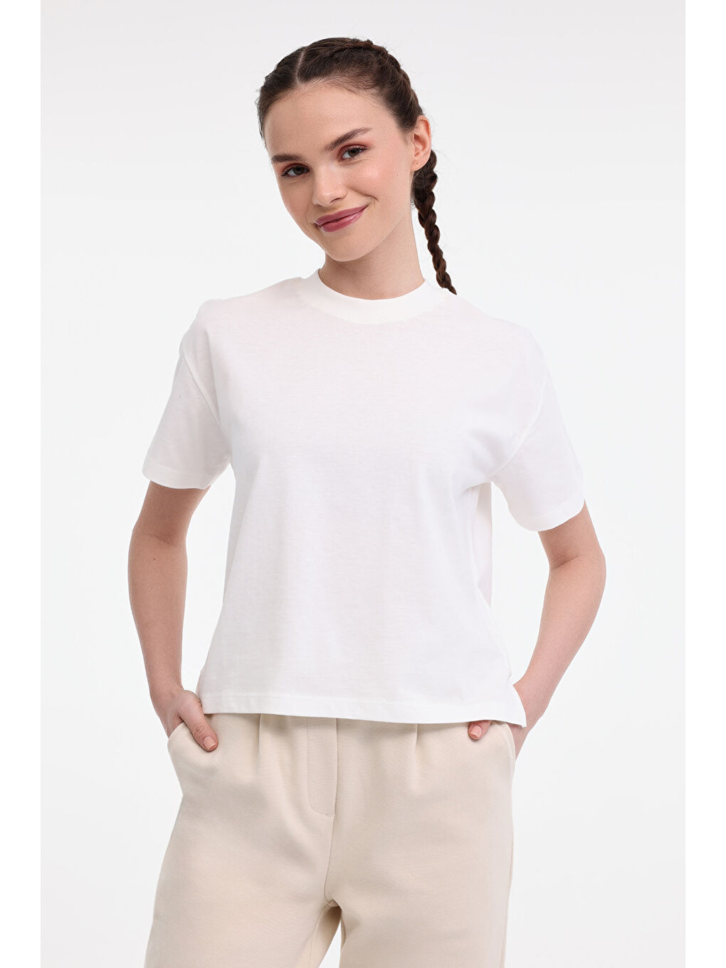 Bej WL UNI 11KT70 5FX Ekru Kadın Kısa Kol T-Shirt