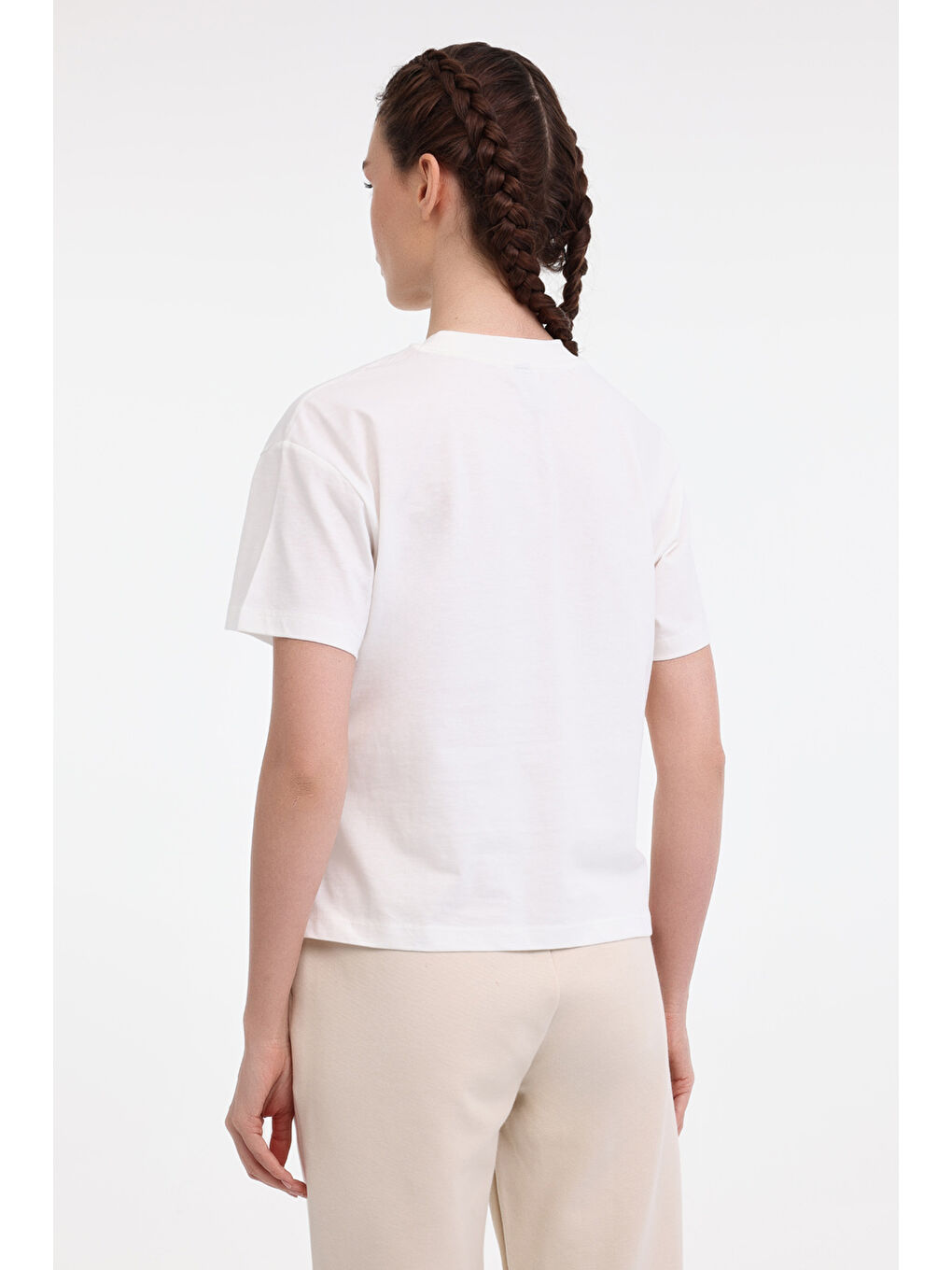Bej WL UNI 11KT70 5FX Ekru Kadın Kısa Kol T-Shirt-1