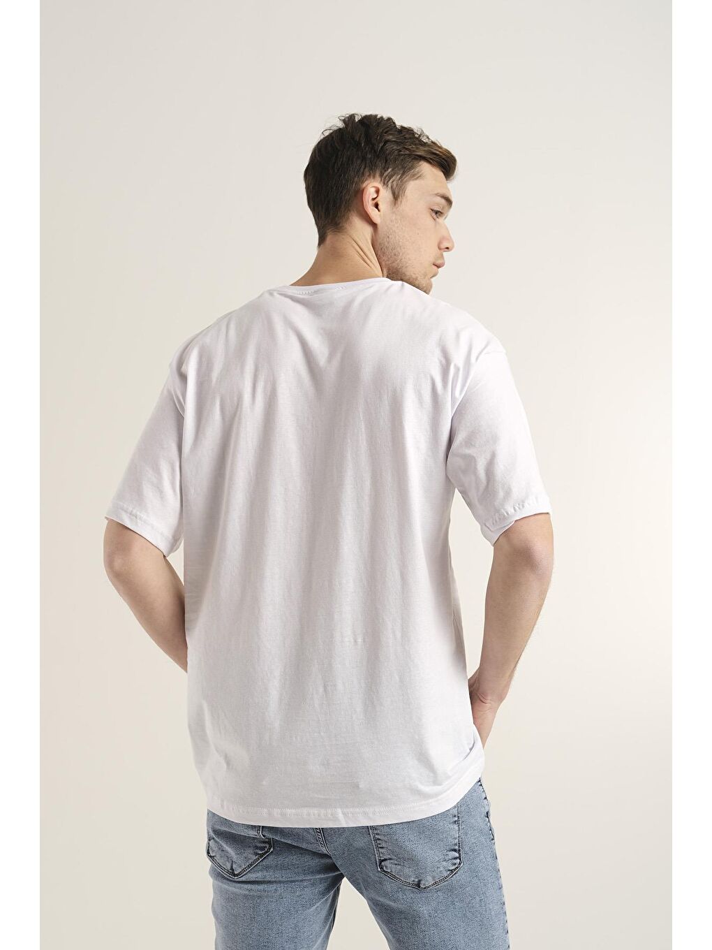 Beyaz Dani Brooklyn Erkek Comfort Tshirt Büyük Beden Erkek Tshirt-3