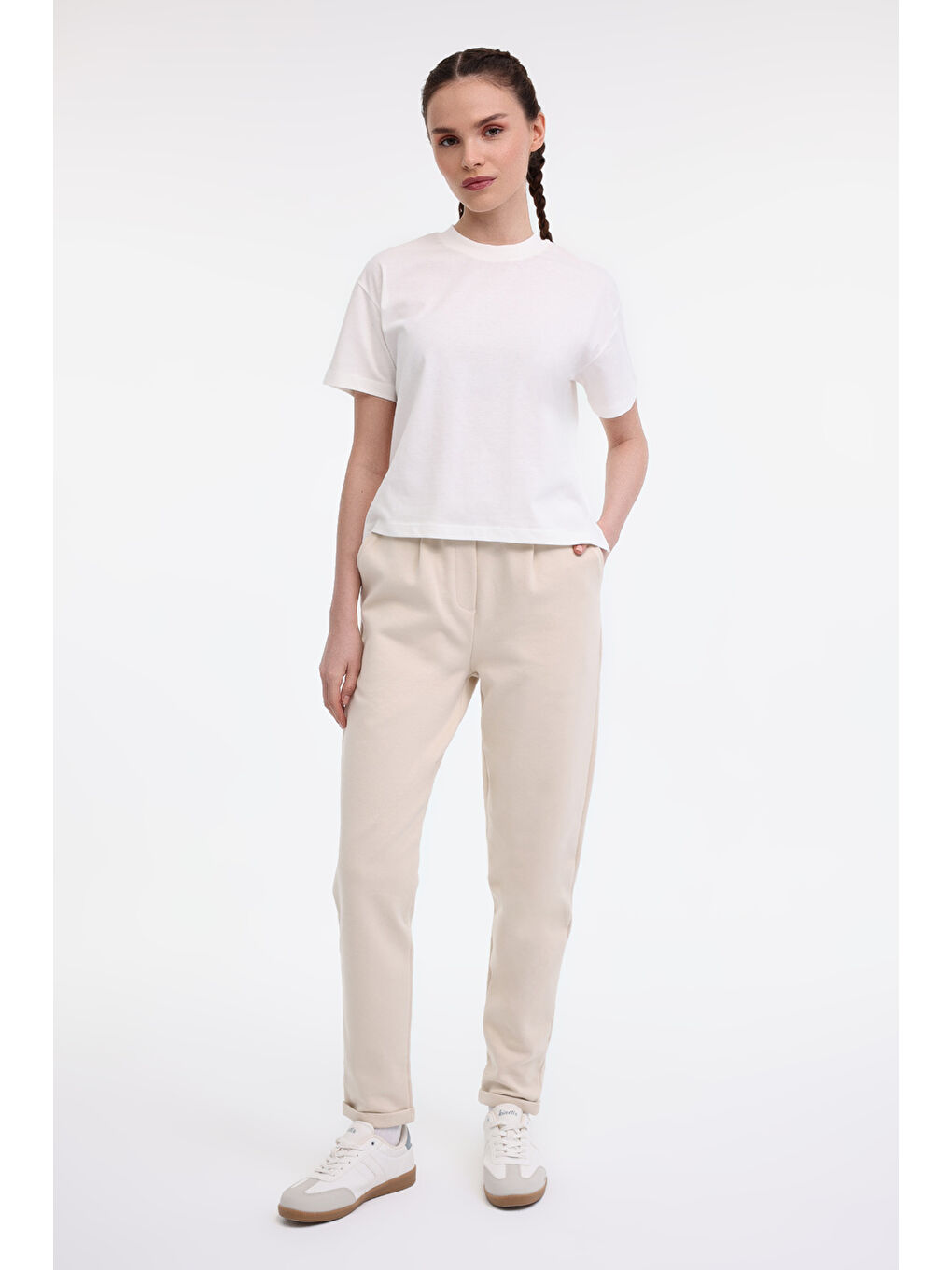 Bej WL UNI 11KT70 5FX Ekru Kadın Kısa Kol T-Shirt-2