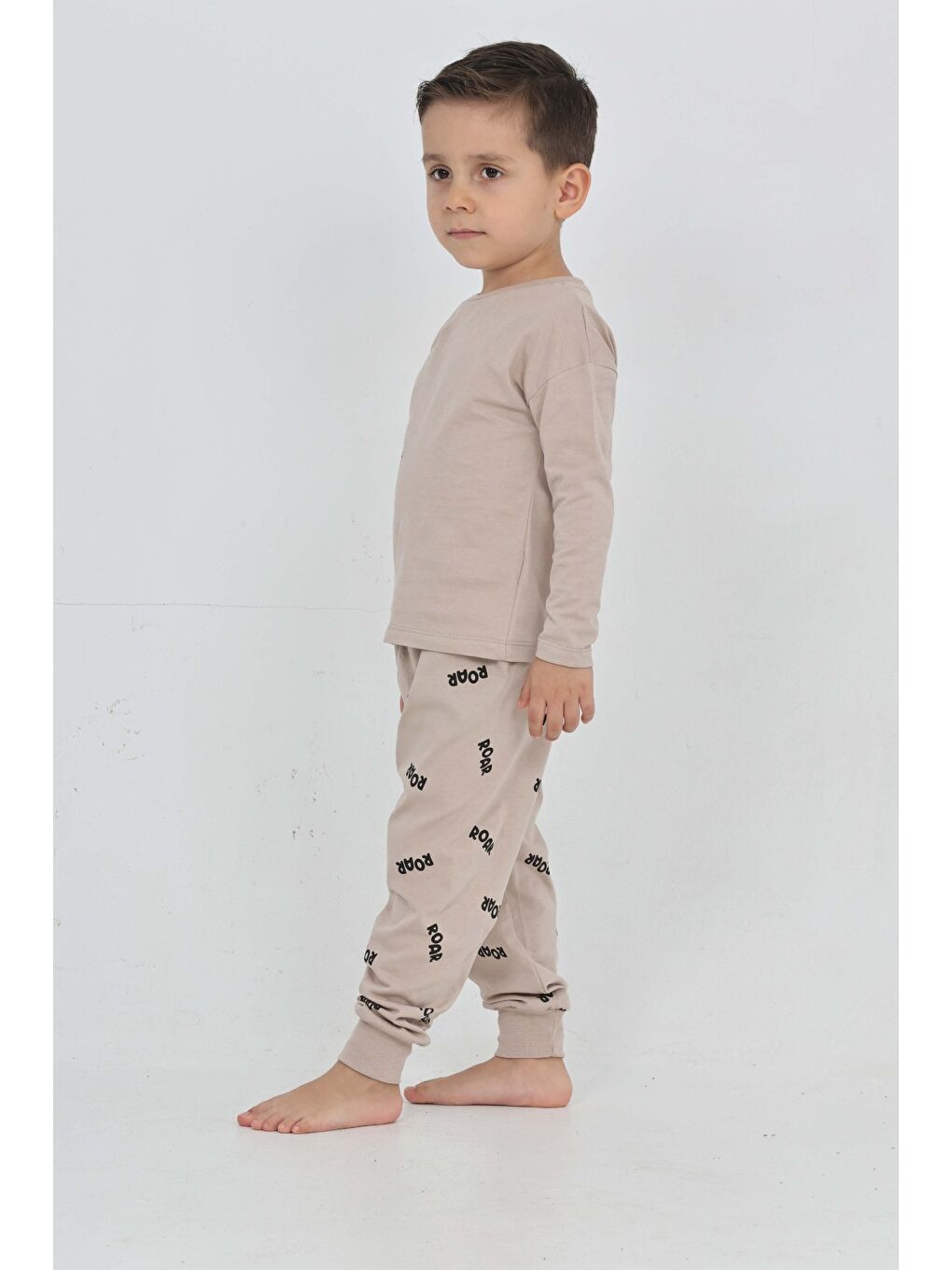 Bej Erkek Çocuk Roar Baskılı Pijama Takım-2