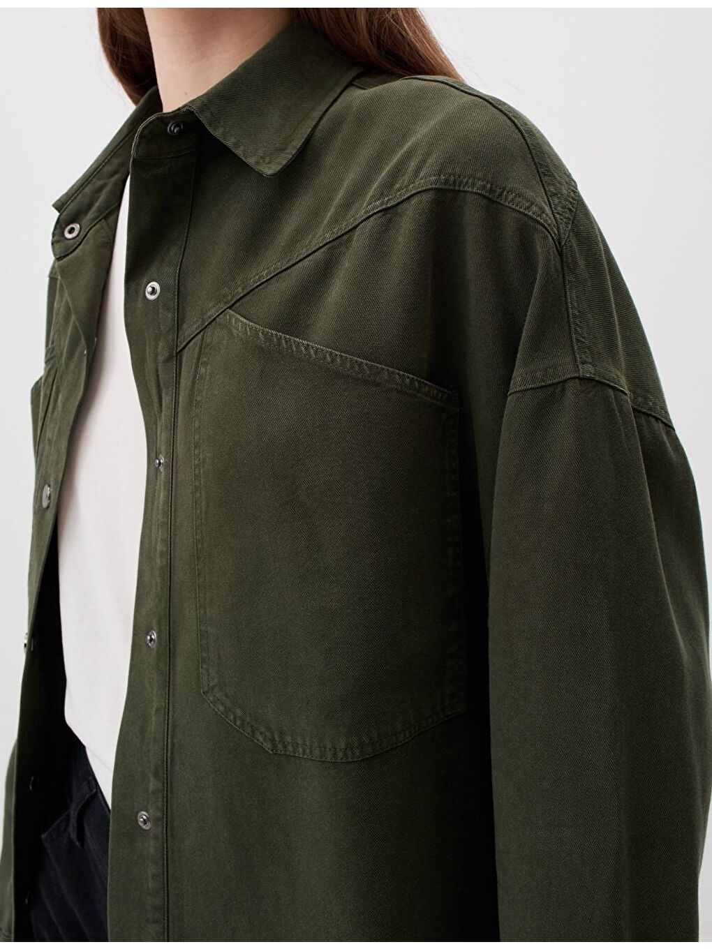 Yeşil Bol Kesim Uzun Dokuma Ceket-1