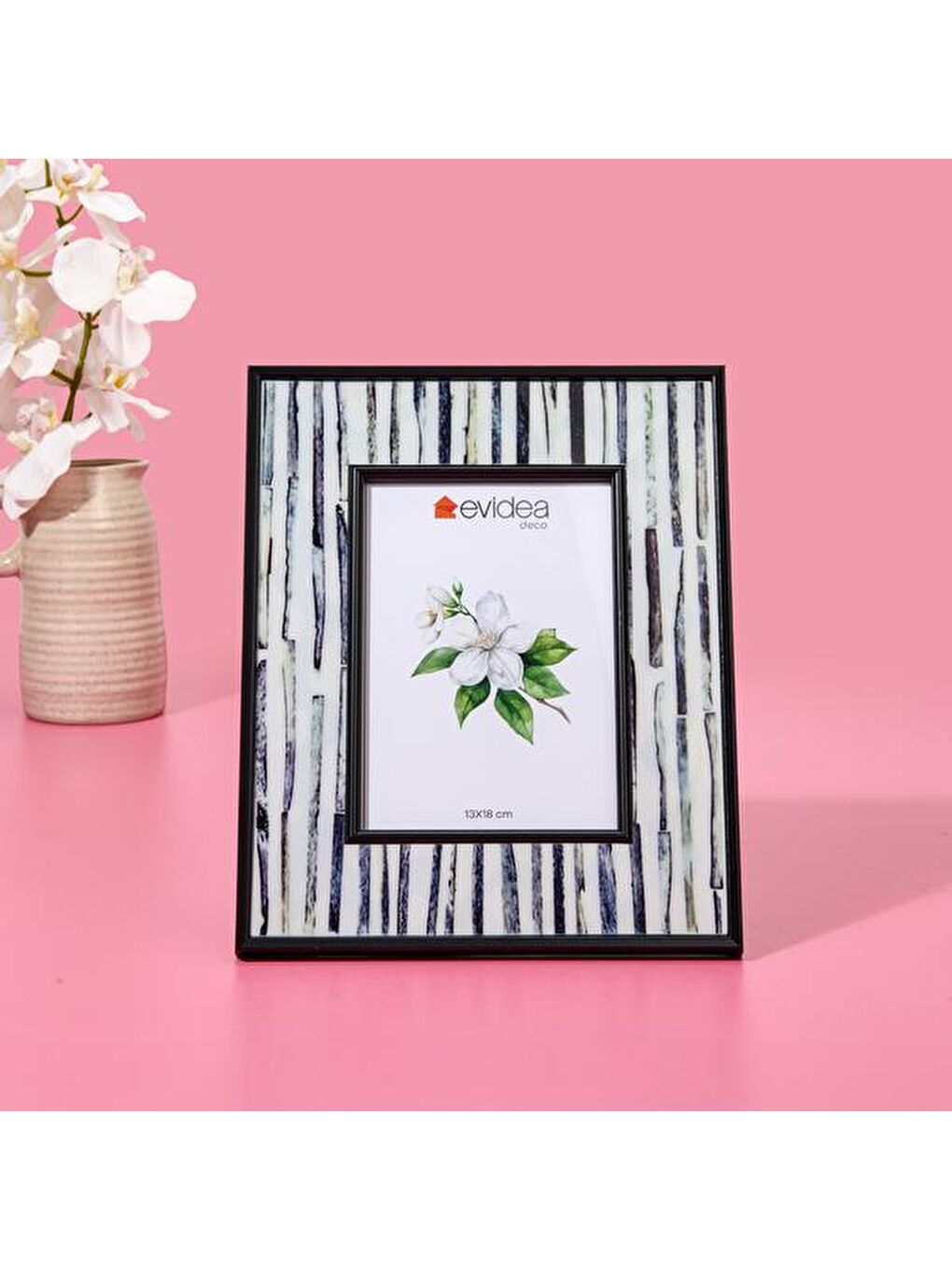 Deco Rayas Çerçeve - Beyaz / Siyah - 13x18 cm