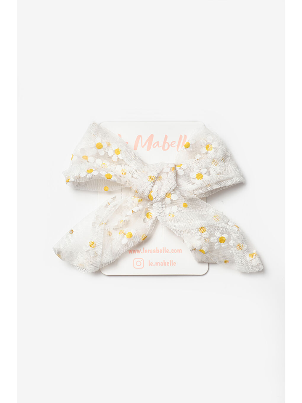 Beyaz  Papatya Baskılı Kız Çocuk Tül Klips Toka