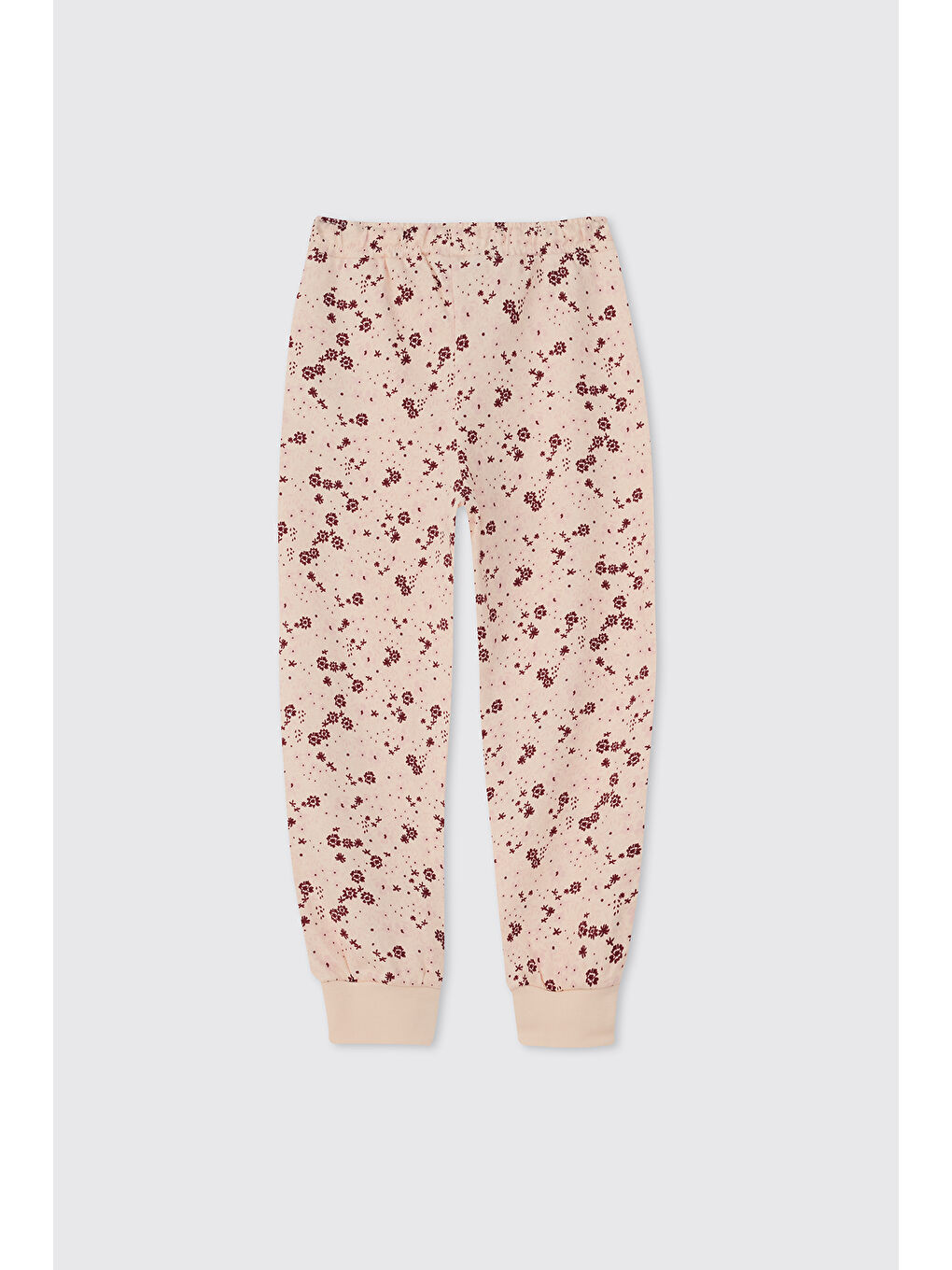 Kız Çocuk Çiçek Desenli Bej Pijama Takımı-4