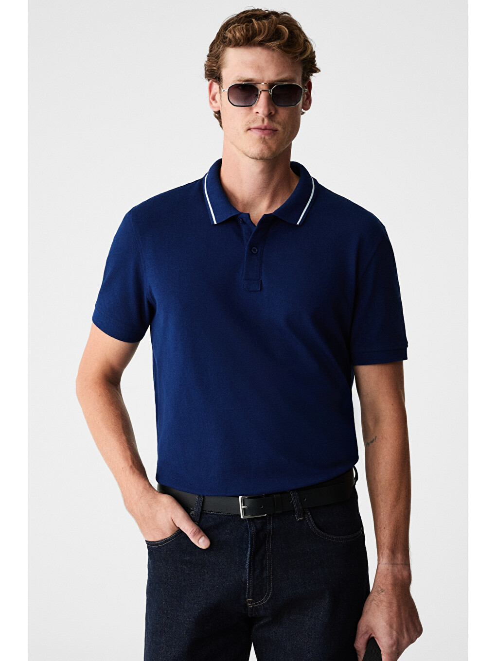 Rhodes Erkek Lacivert Polo Yaka T-shirt-5