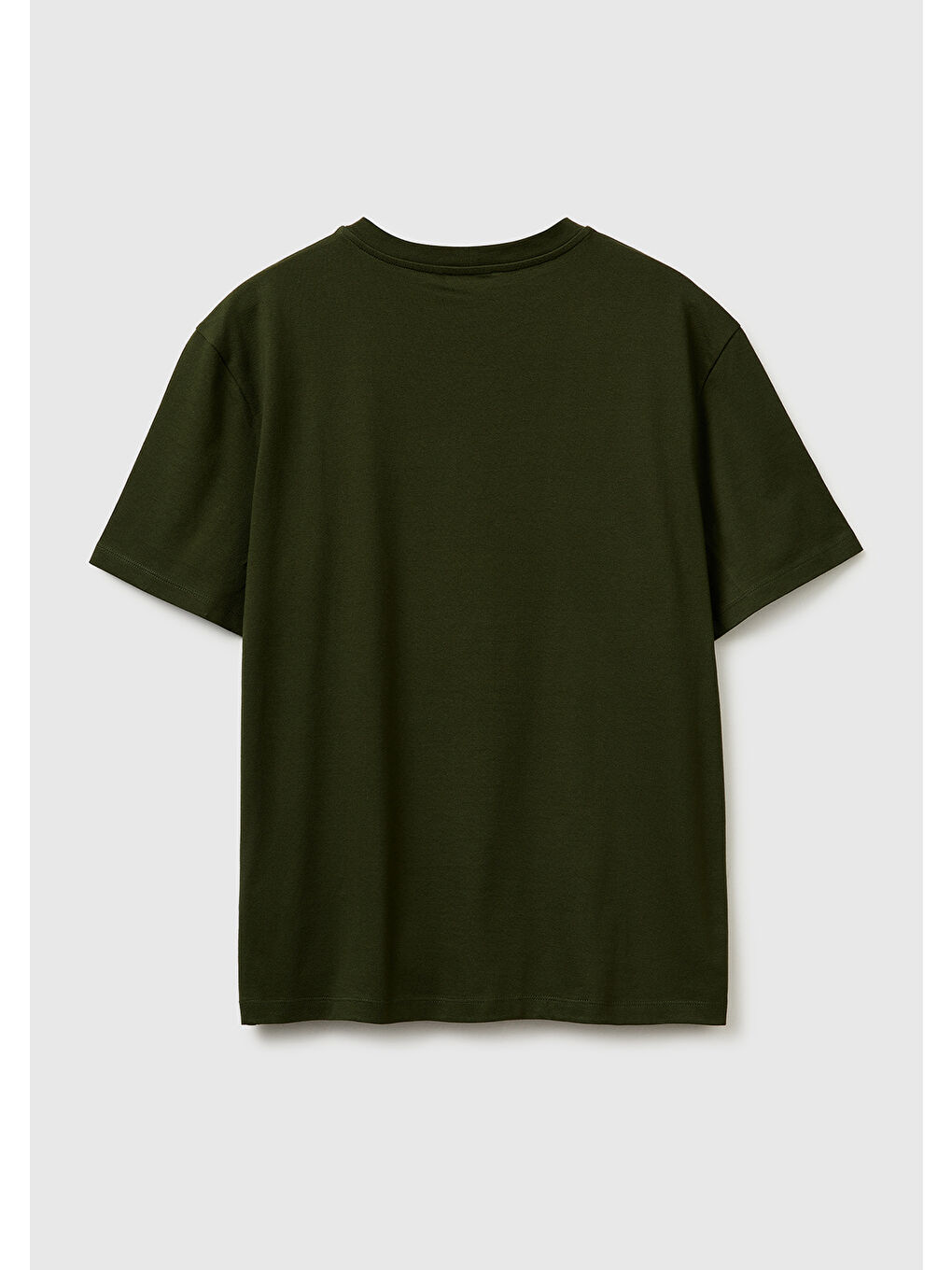 Erkek Koyu Yeşil  %100 Pamuk Logo Baskılı Regular Fit Bisiklet Yaka T-Shirt-1