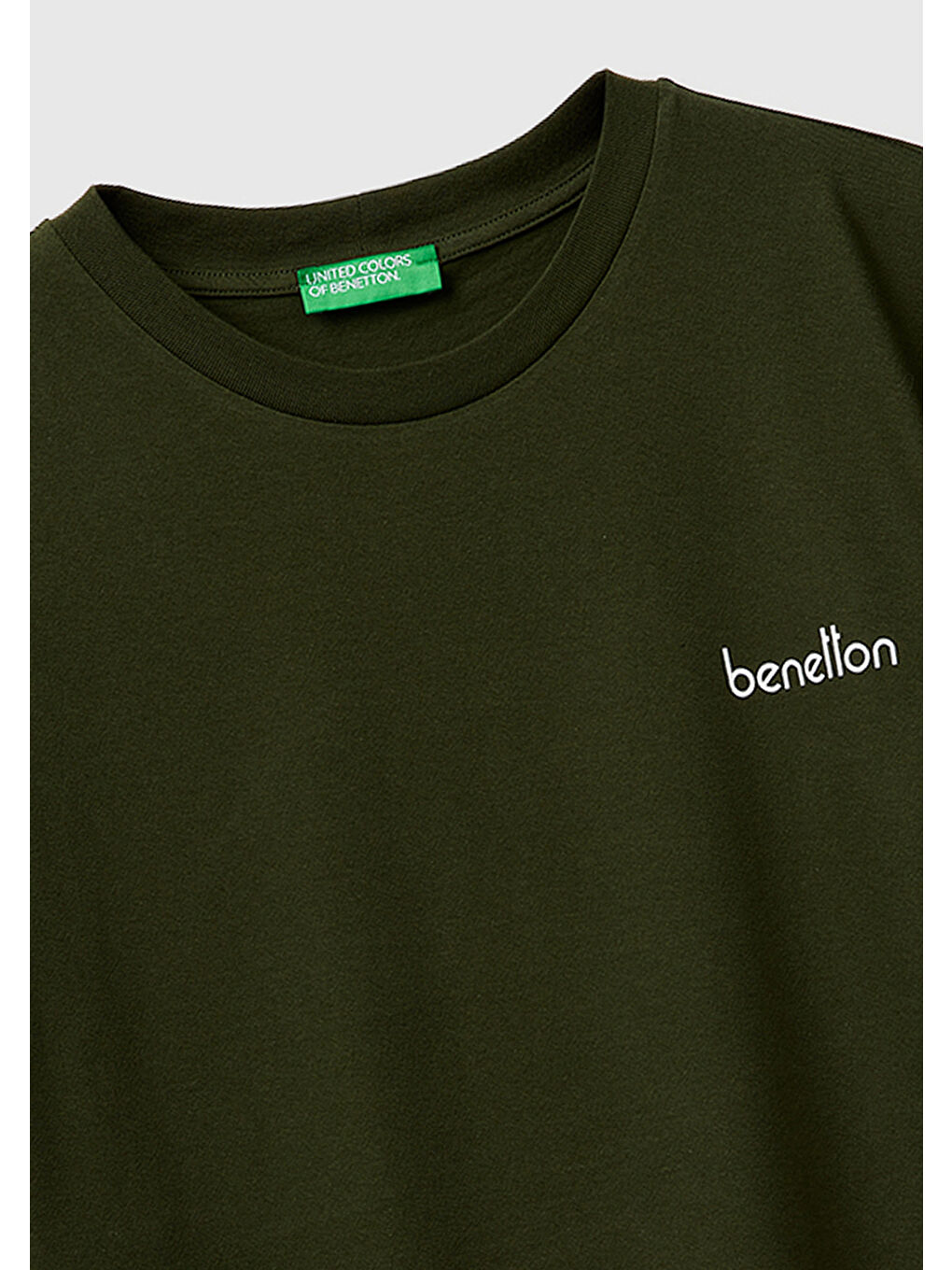 Erkek Koyu Yeşil  %100 Pamuk Logo Baskılı Regular Fit Bisiklet Yaka T-Shirt-2