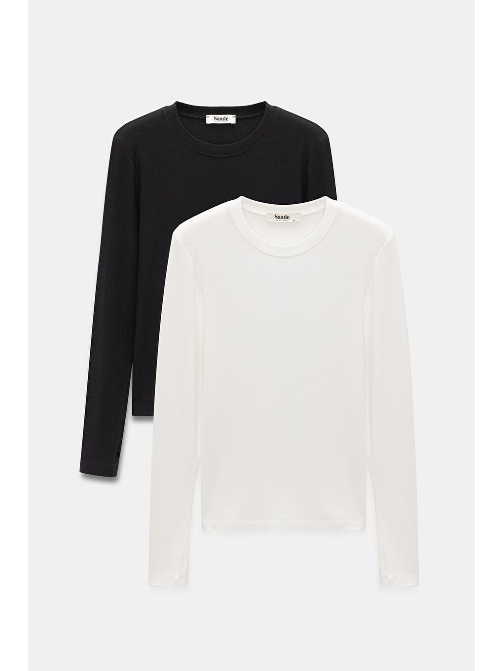 Lila Ekru-Siyah Kadın Bisiklet Yaka Parmak Geçmeli Uzun Kollu Body/Bluz - 2'li Paket