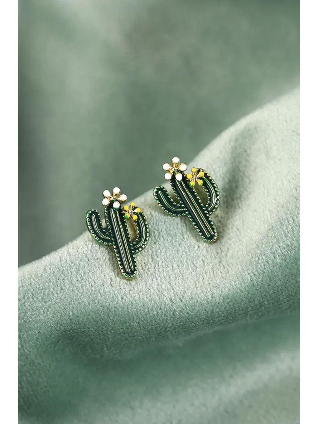 Sarı Mini Kaktüs Küpe-2