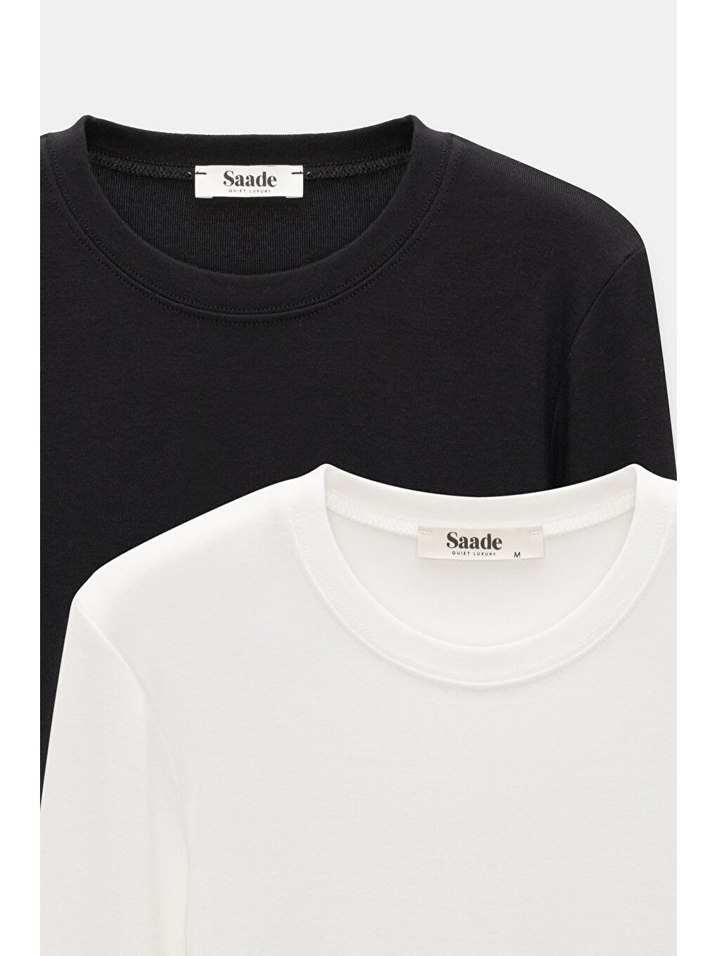 Lila Ekru-Siyah Kadın Bisiklet Yaka Parmak Geçmeli Uzun Kollu Body/Bluz - 2'li Paket-1