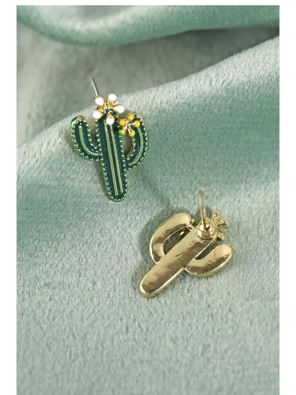 Sarı Mini Kaktüs Küpe-3