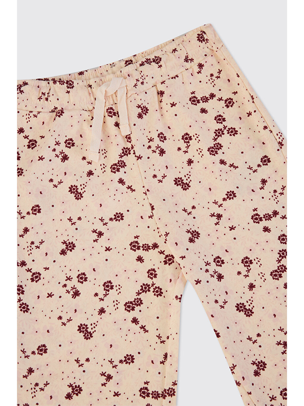 Kız Çocuk Çiçek Desenli Bej Pijama Takımı-6
