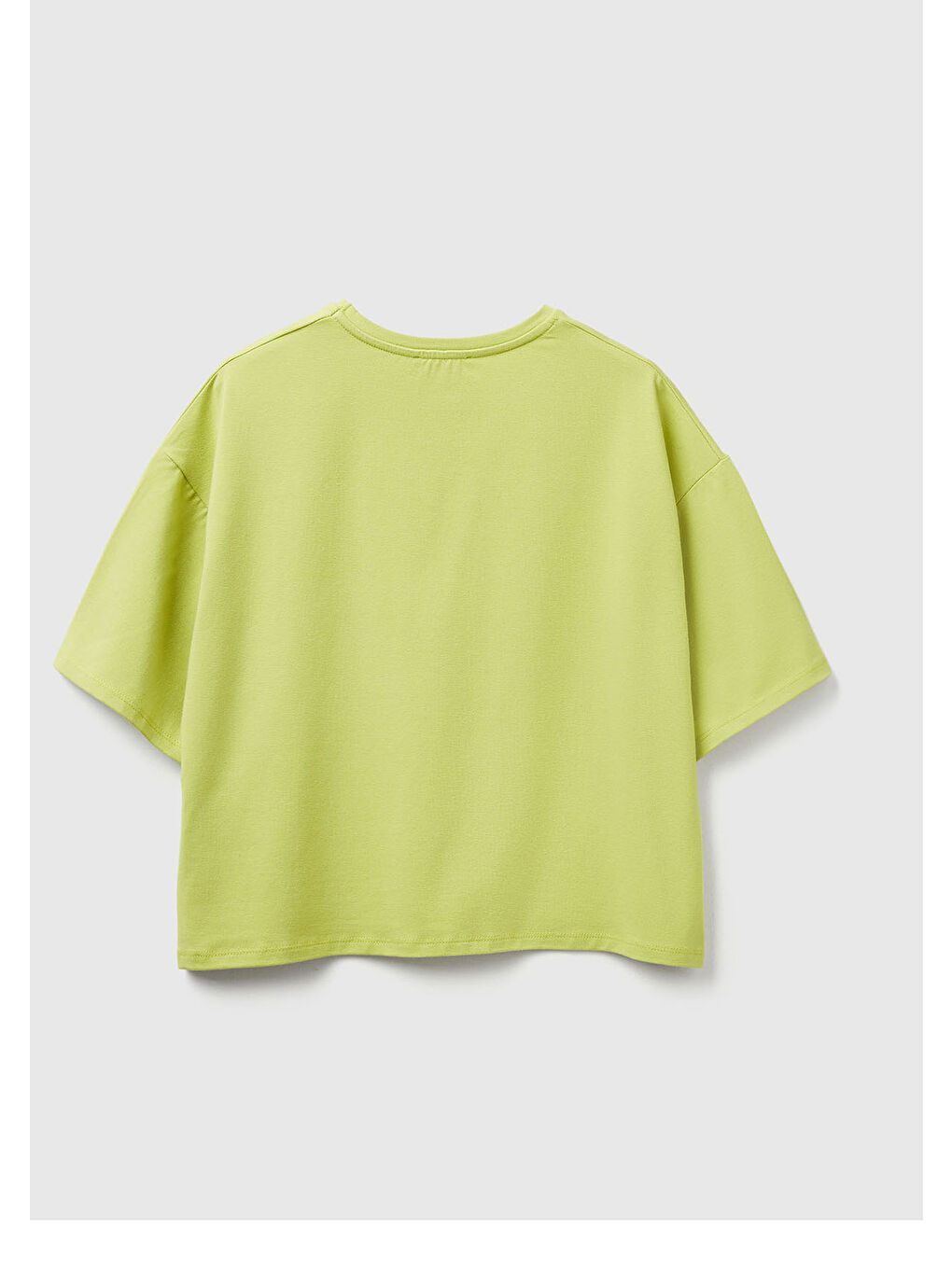 Kadın Açık Yeşil Pamuk Karışımlı Çiçek Aplikeli T-Shirt-3