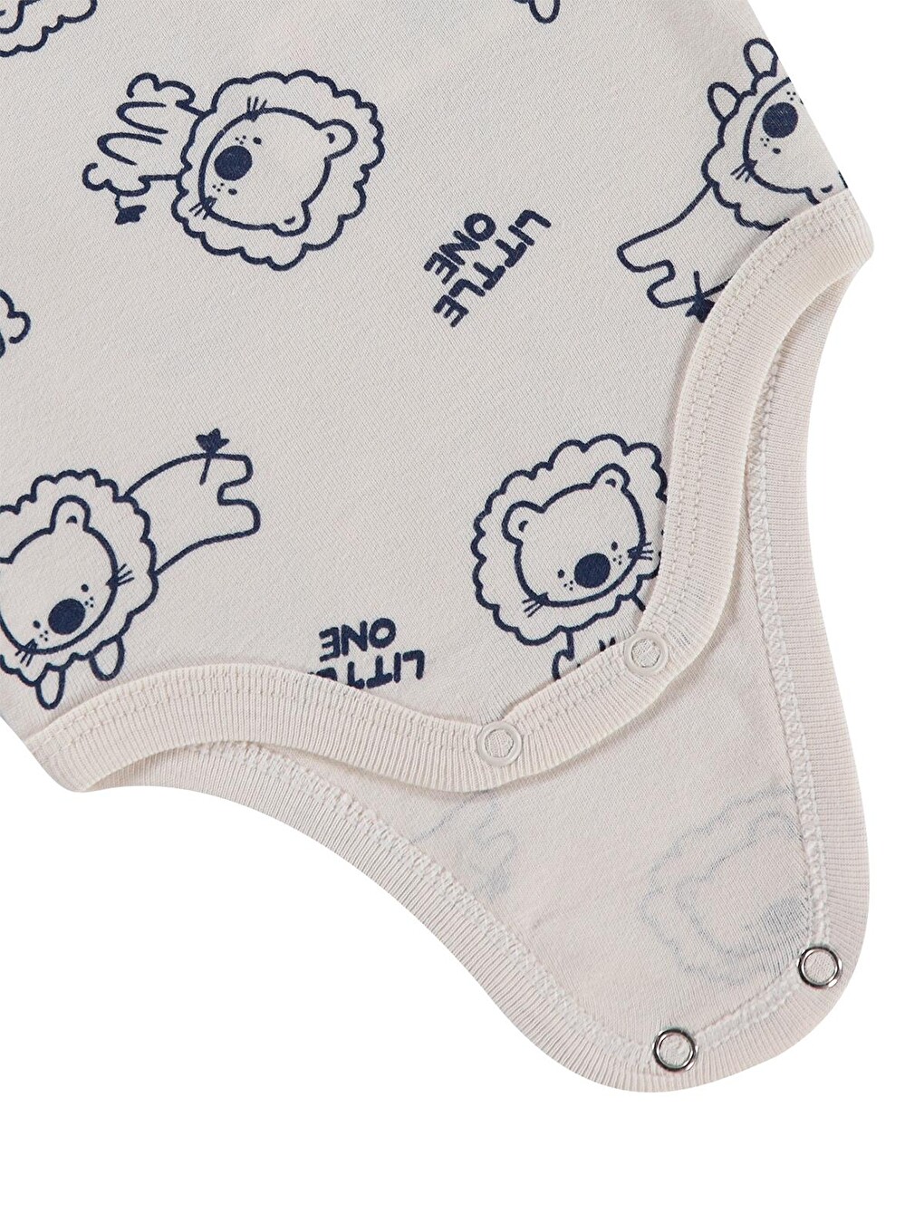 Baby Little One Baskılı 0-24 Ay Çıtçıtlı Badi - Ekru-1