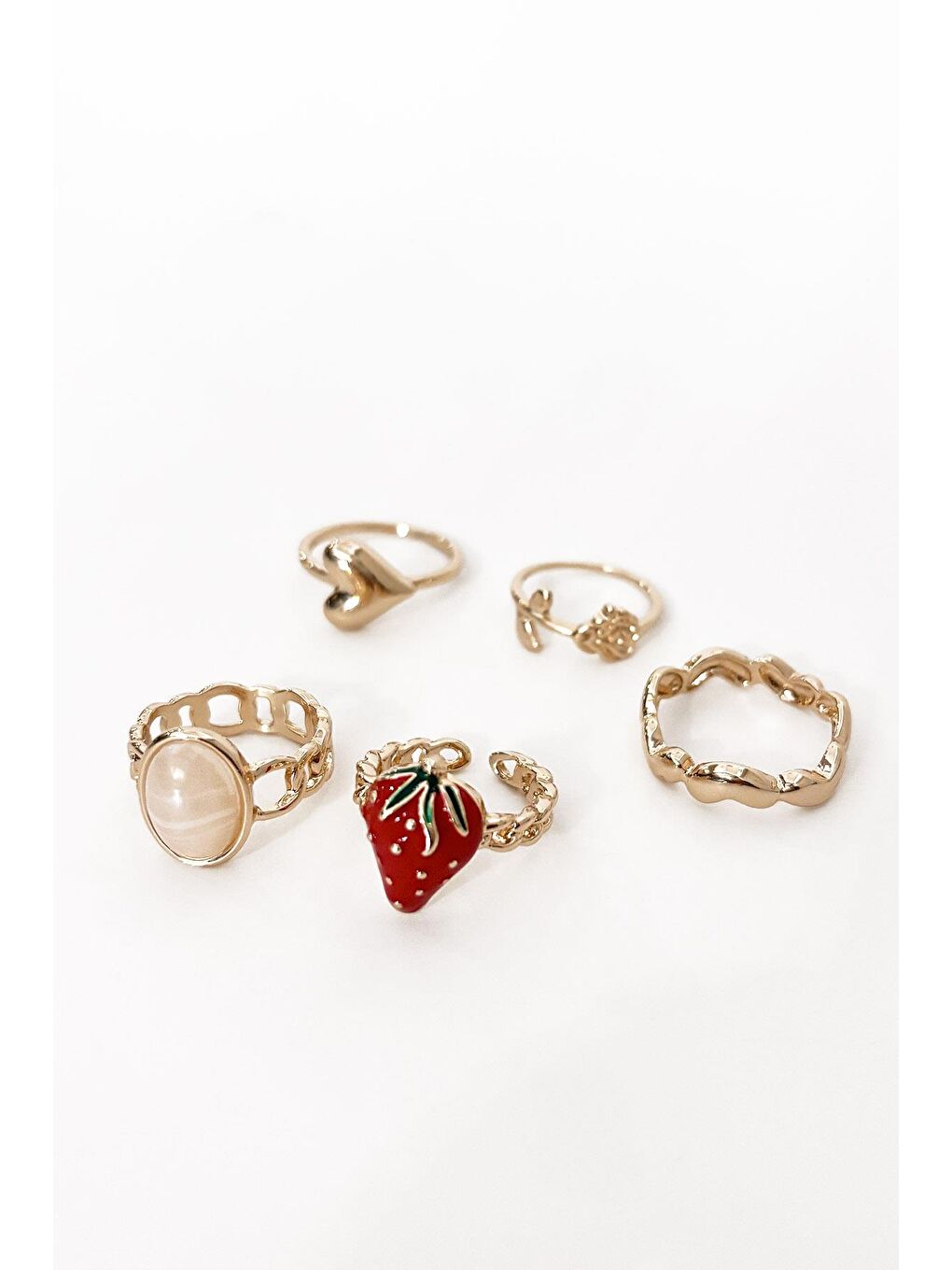 Sarı Çilekli Kombin Yüzük Seti-1