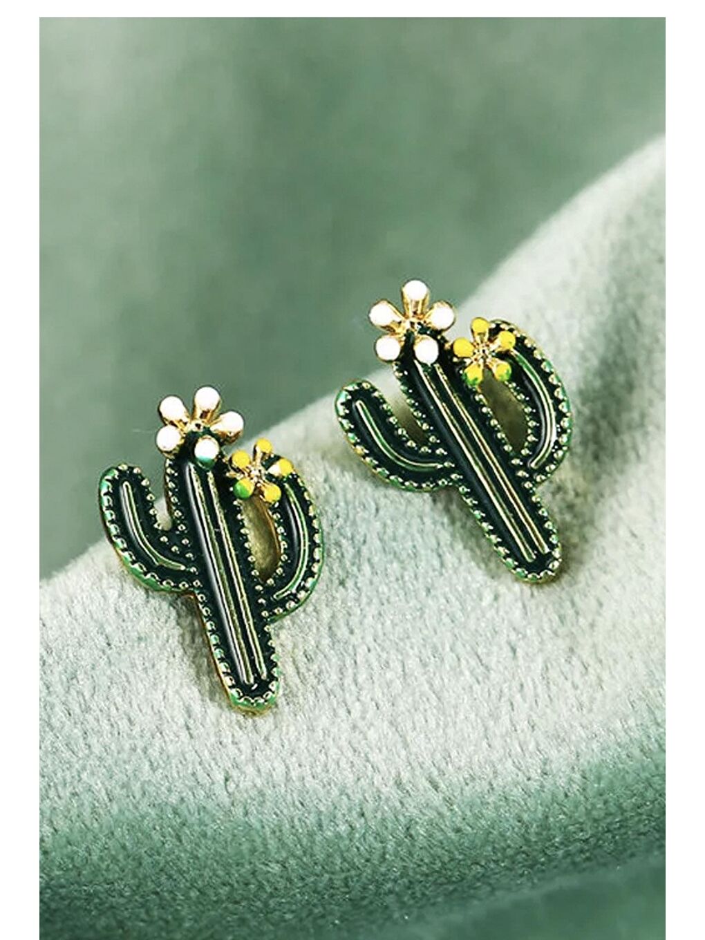 Sarı Mini Kaktüs Küpe-5