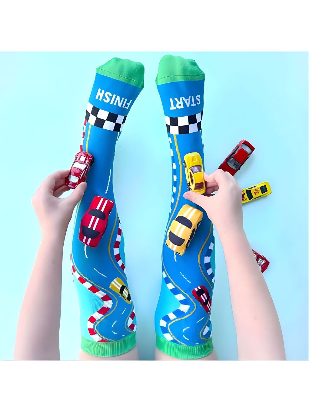 Karışık Racing Cars Çorap-Çok Renkli-3-5 Yaş-6-99 Yaş-2