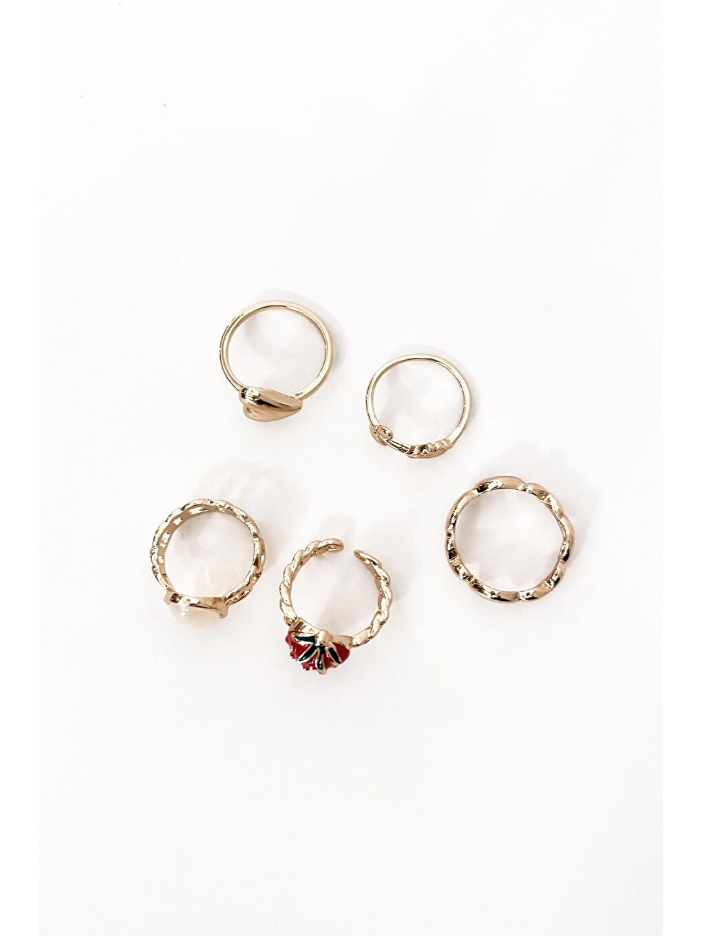 Sarı Çilekli Kombin Yüzük Seti-3