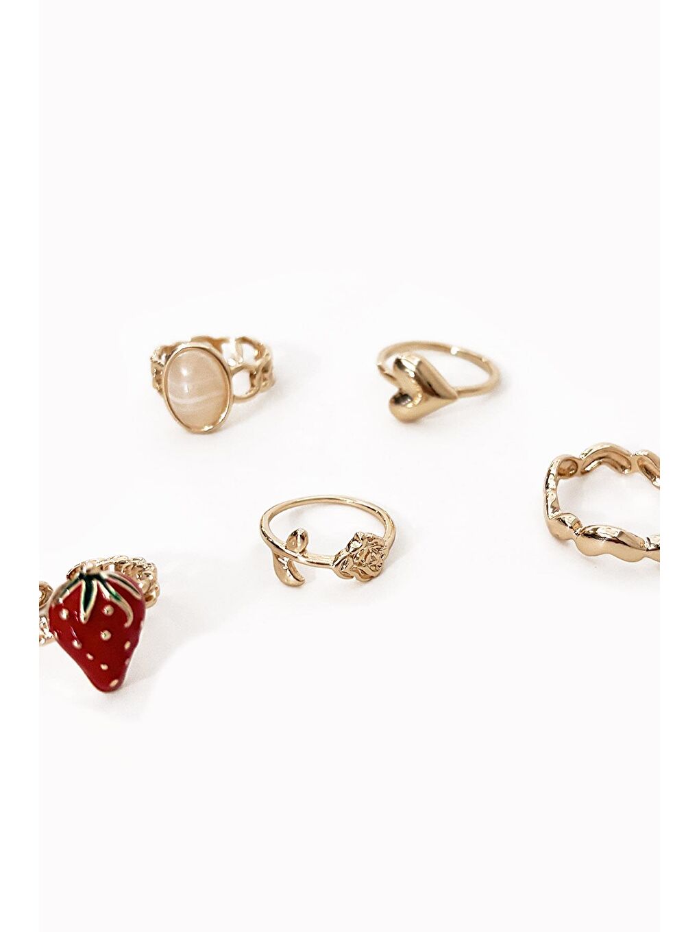 Sarı Çilekli Kombin Yüzük Seti-4