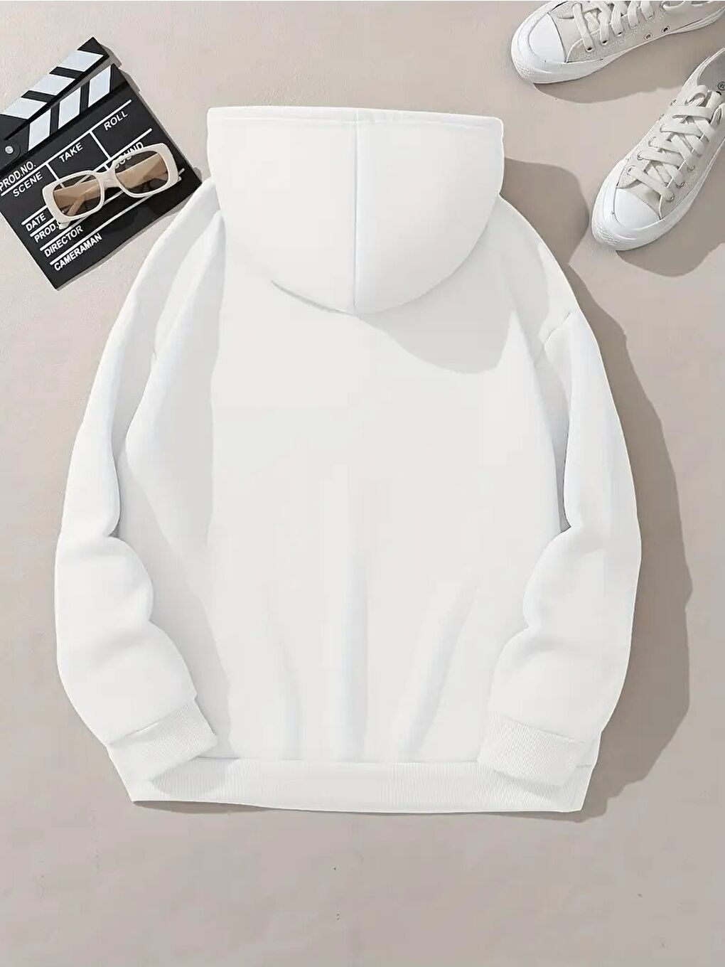 Beyaz Leopar Detay New York Baskılı Oversize 3 İplik Kapüşonlu Sweat-1