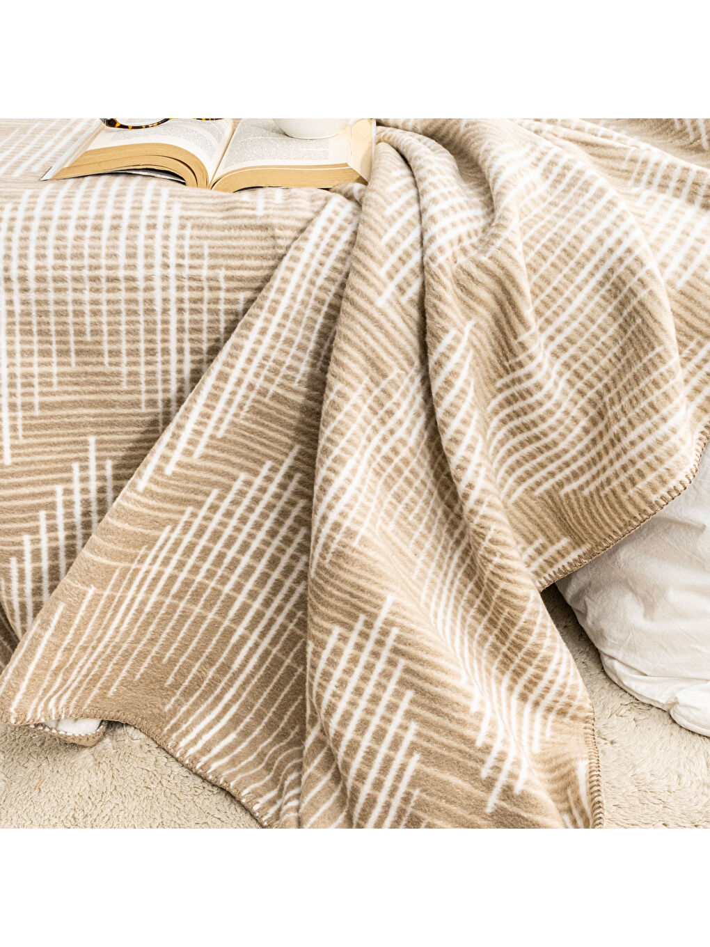 Home Bloom TK Battaniye 150x220 Cm 1 Parça-Bej-1