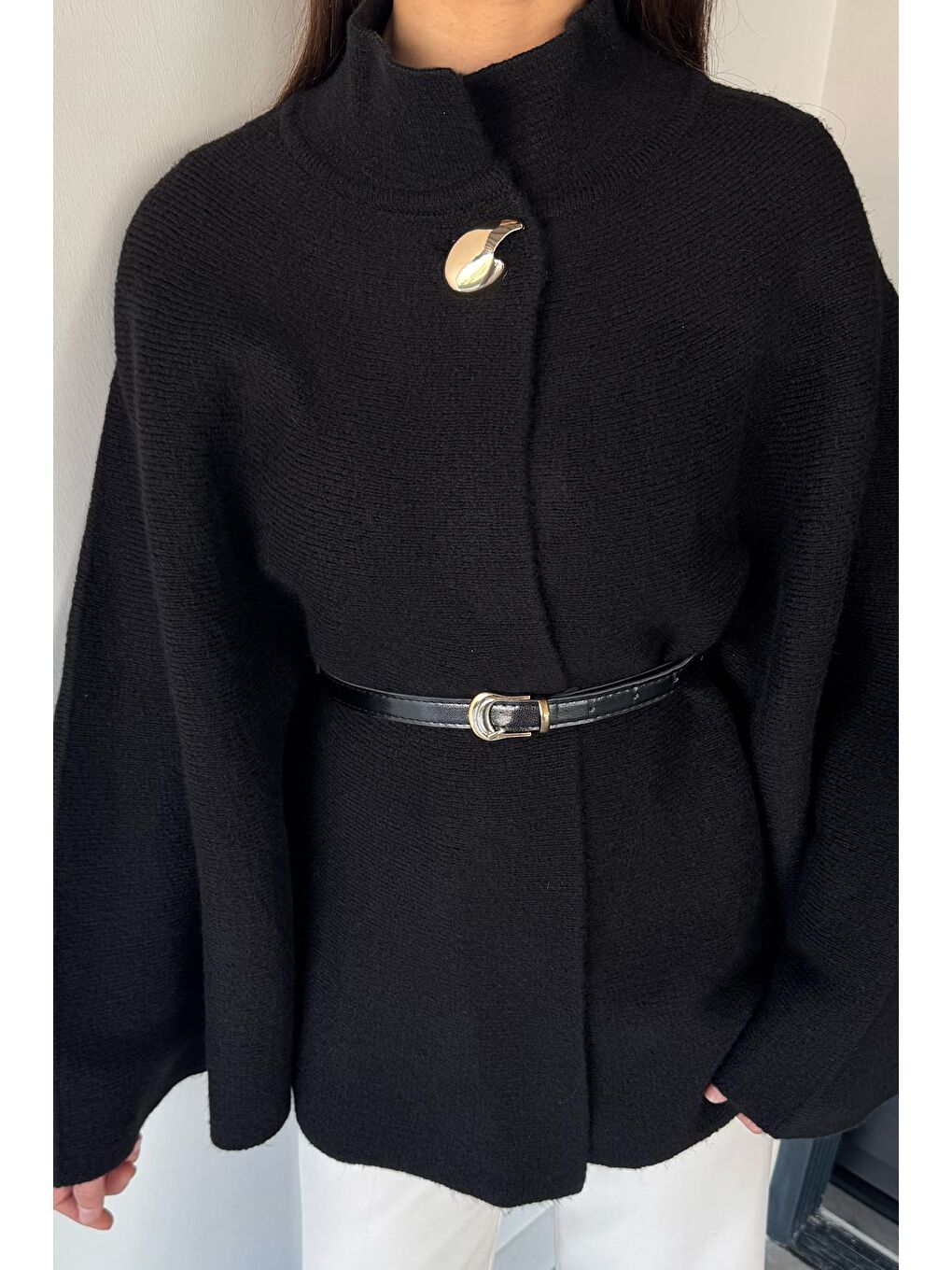 Siyah Kemerli Triko Panço-1