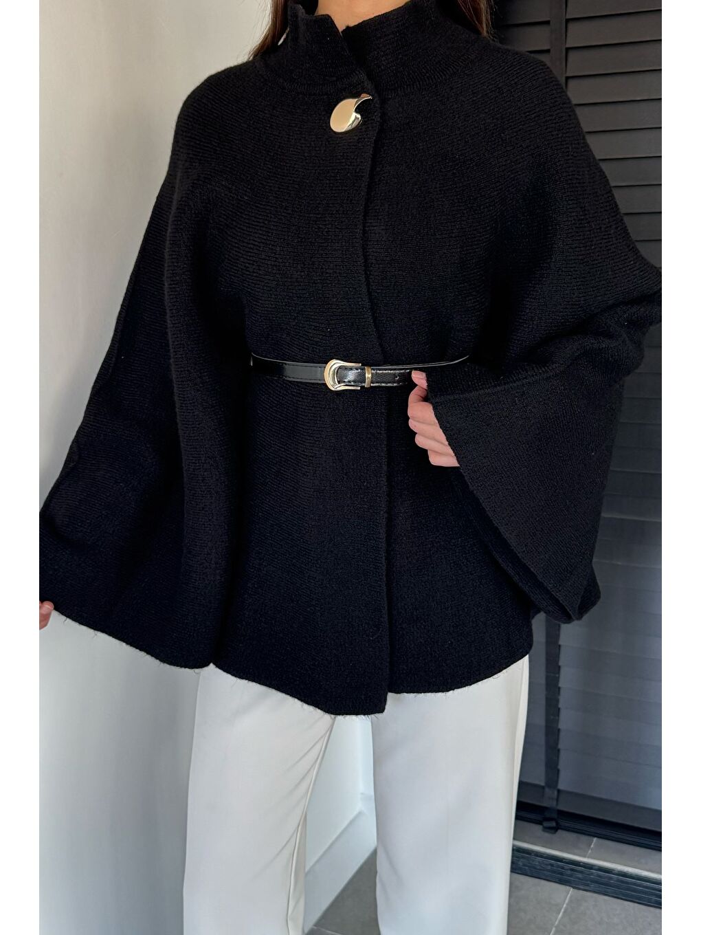 Siyah Kemerli Triko Panço-2