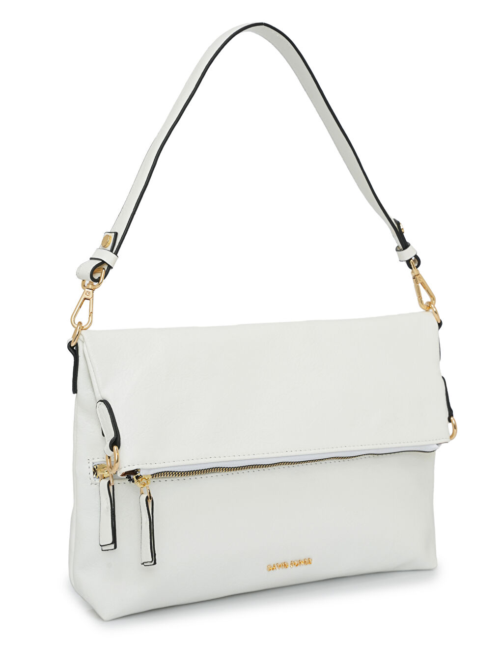 Beyaz Kapaklı Fermuar Detaylı Çapraz Askılı Çanta DJ260-2