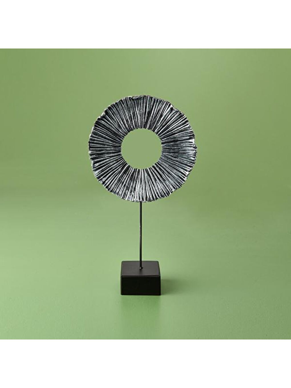 Gri Deco Halka Dekor - Gümüş / Siyah - 35 cm