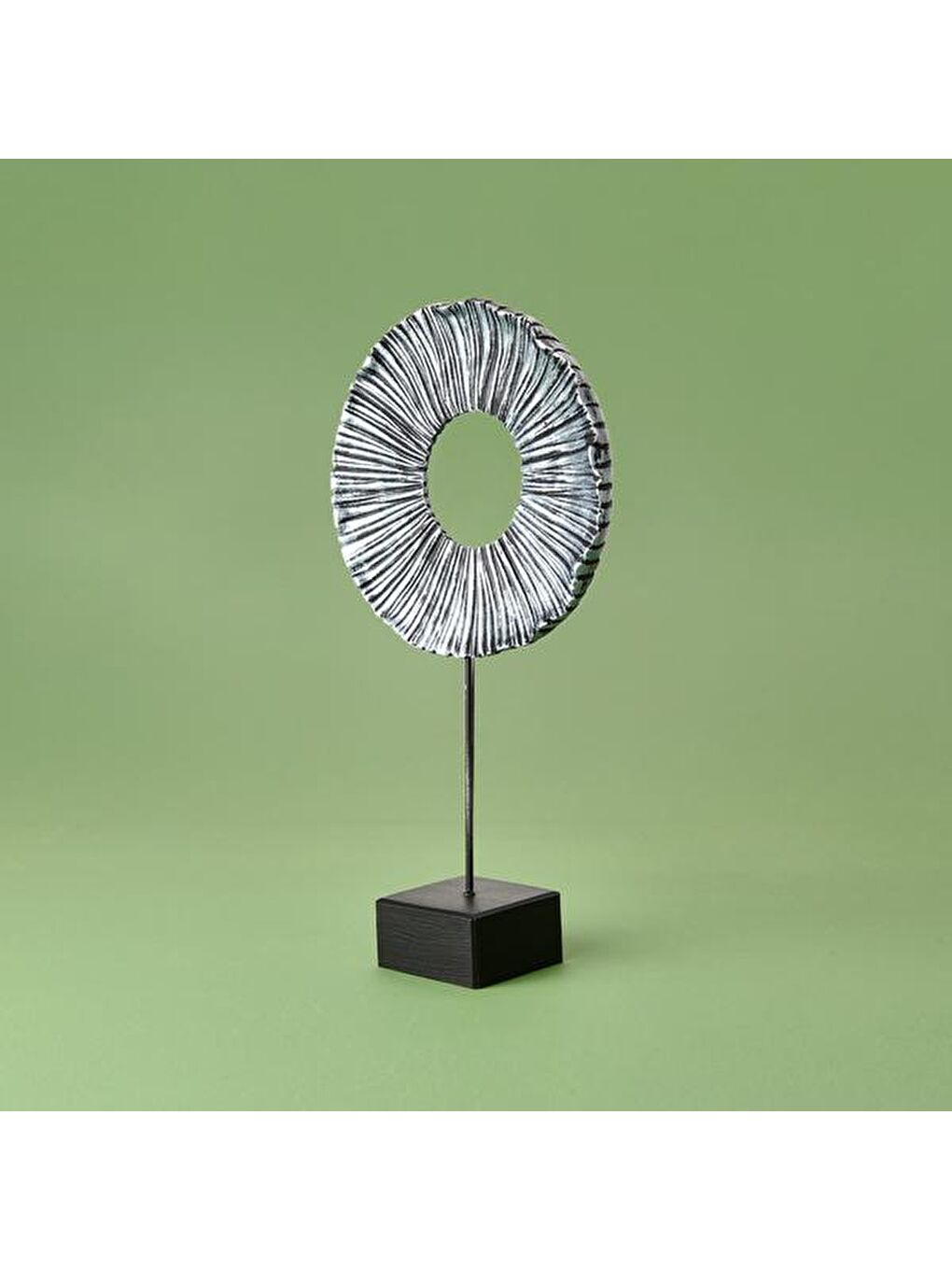 Gri Deco Halka Dekor - Gümüş / Siyah - 35 cm-1