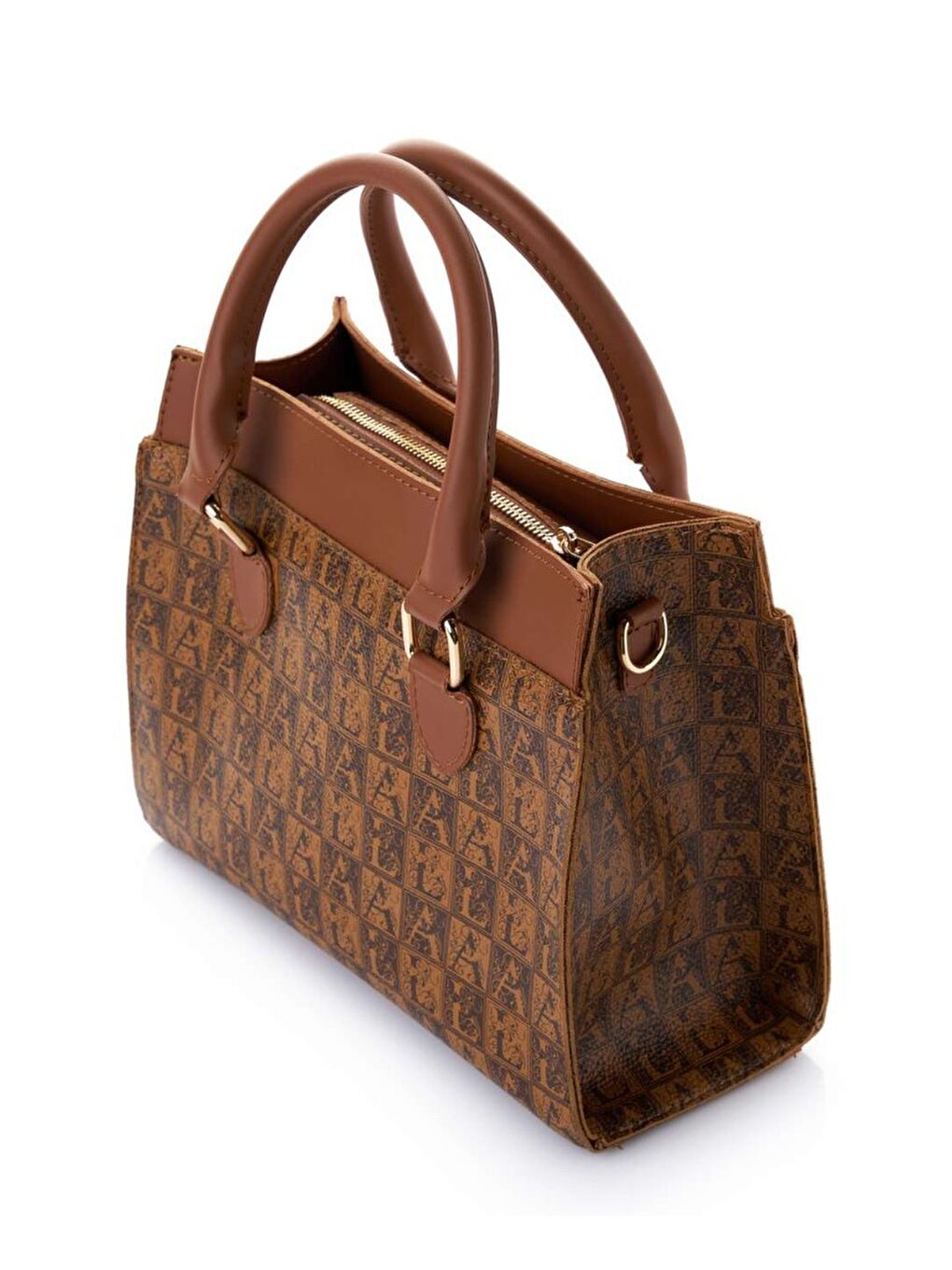 Kahverengi Desenli Kadın El ve Omuz Çantası-1