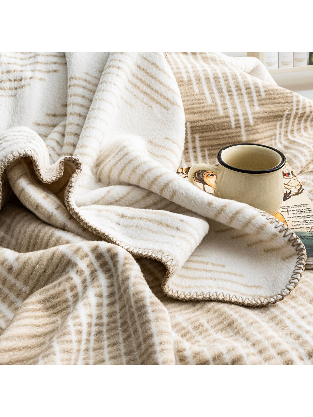 Home Bloom TK Battaniye 150x220 Cm 1 Parça-Bej-3