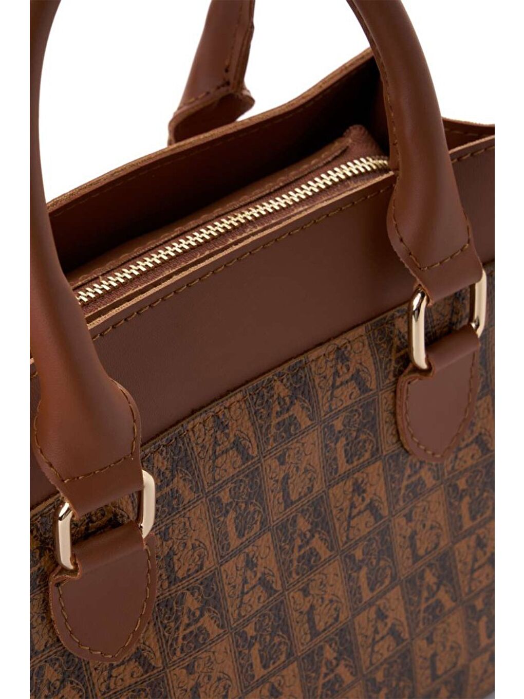 Kahverengi Desenli Kadın El ve Omuz Çantası-3