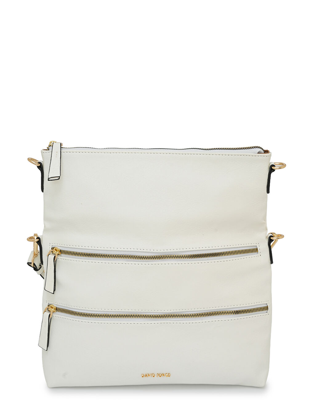 Beyaz Kapaklı Fermuar Detaylı Çapraz Askılı Çanta DJ260-4