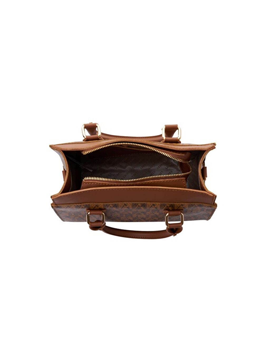 Kahverengi Desenli Kadın El ve Omuz Çantası-4