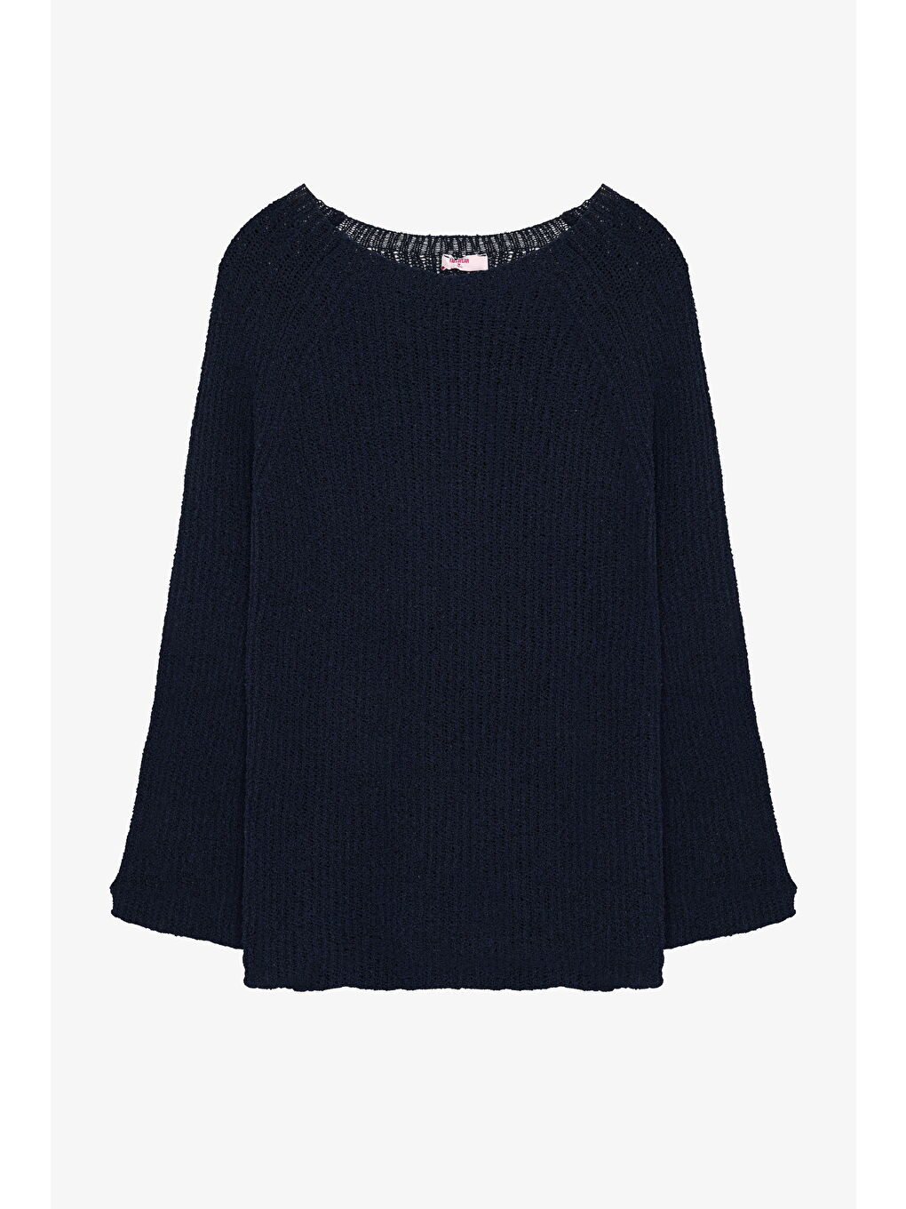 Kayık Yaka Oversize Triko Kazak Lacivert