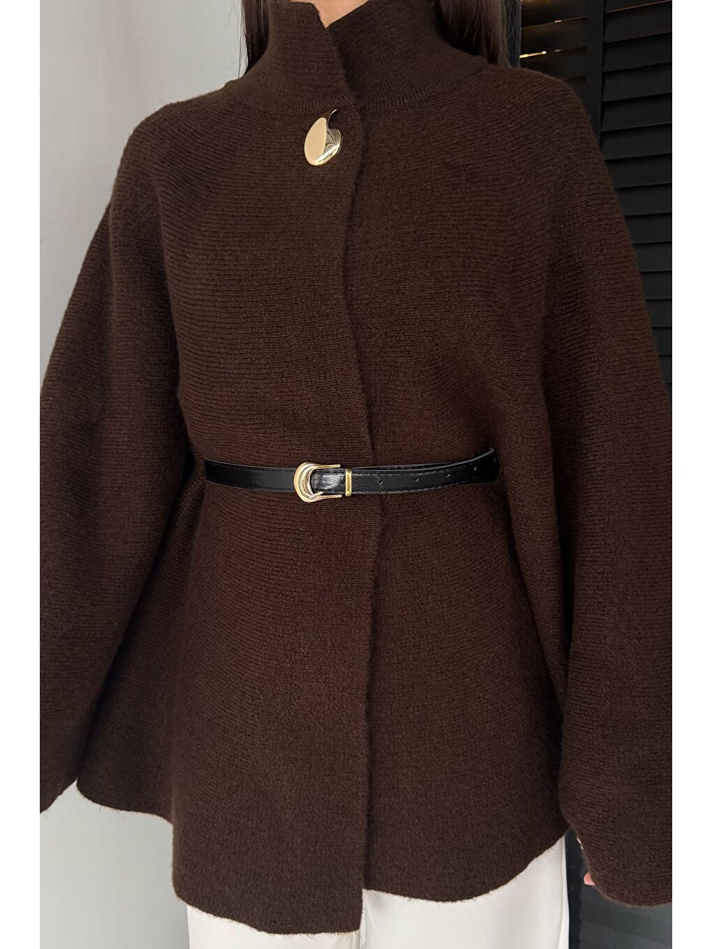 Kahverengi Kemerli Triko Panço-2