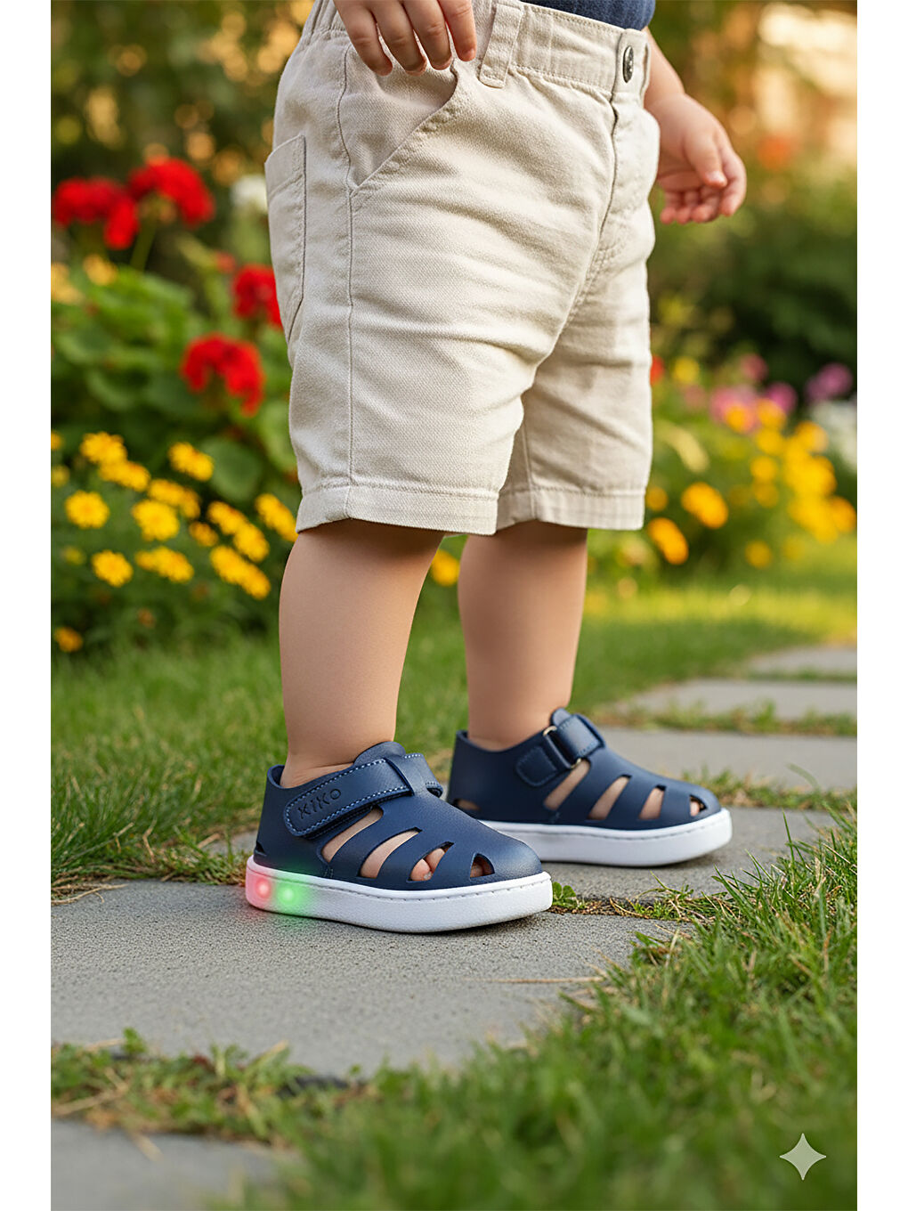 Lacivert Limba Işıklı Cırtlı Erkek Bebek Sandalet-2