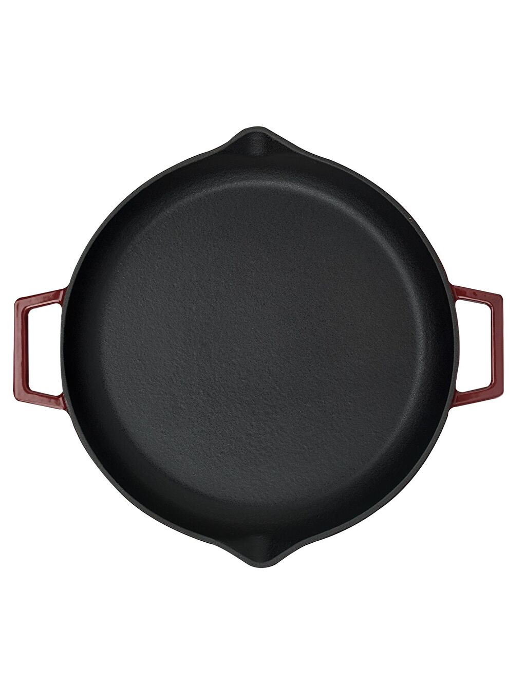 Bordo Yuvarlak Kızartma Tavası Döküm Demir Yekpare Çift Kulplu Çap(Ø)30cm.-2