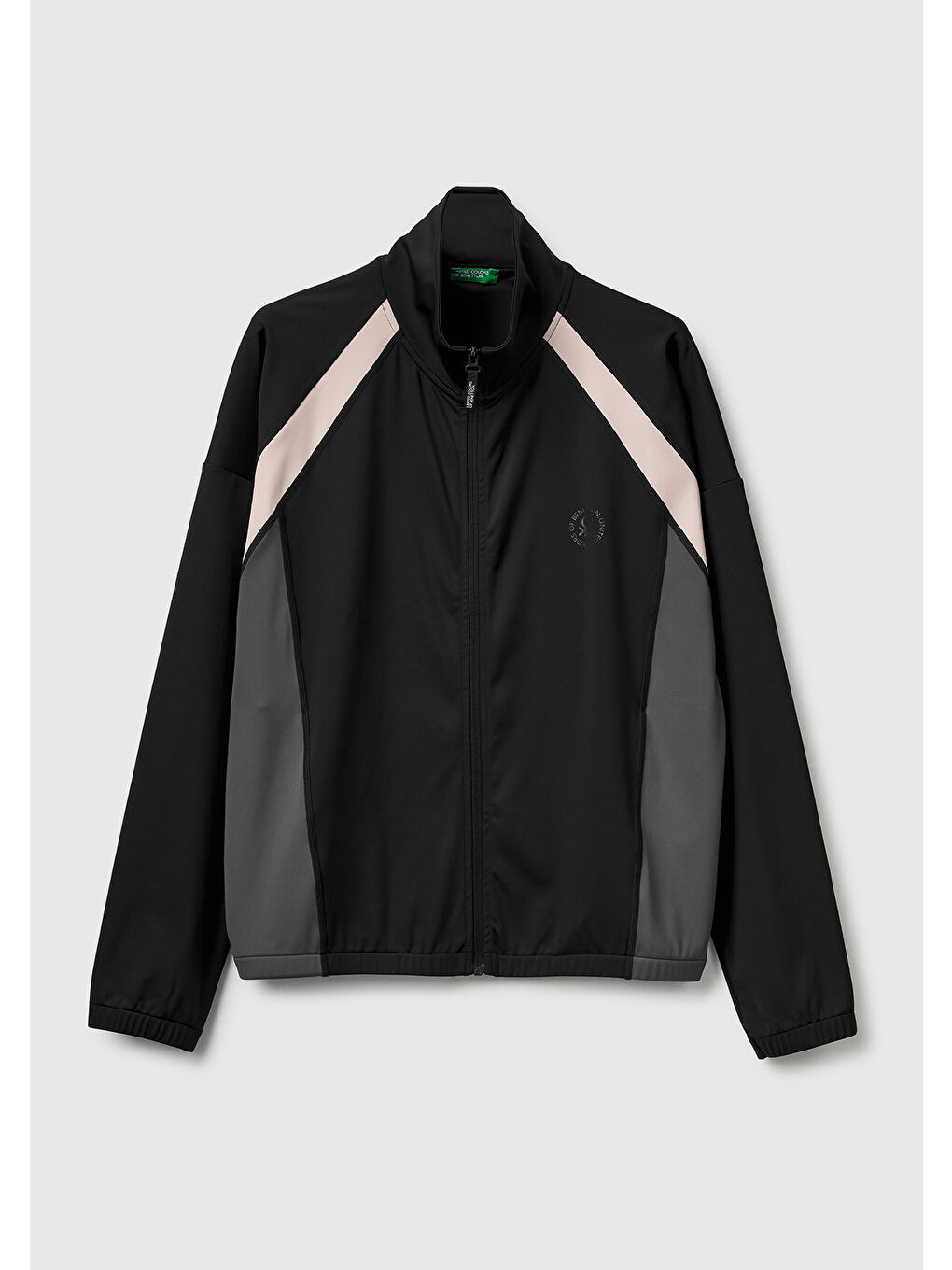 Kadın Siyah Çok Renkli Fermuarlı Dik Yaka Ceket