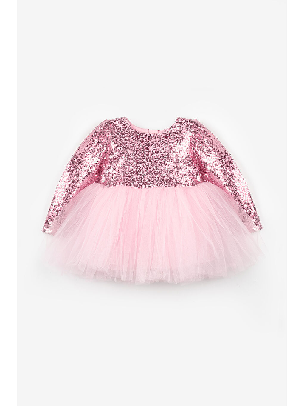 Pembe Pullu Uzun Kollu Kız Bebek Elbise - Berry