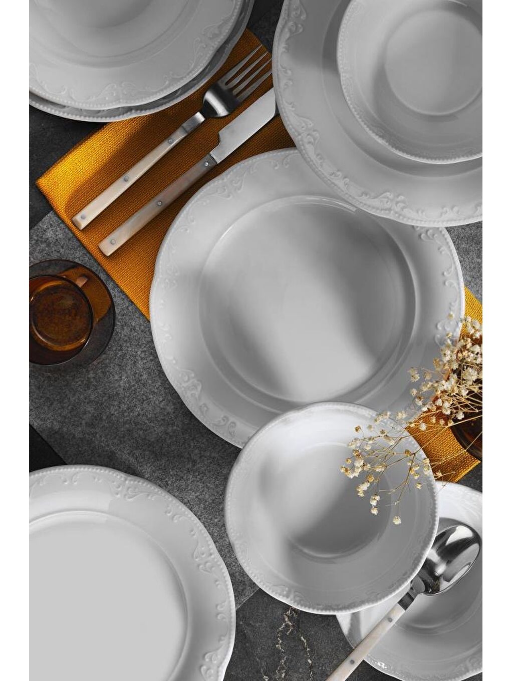 Beyaz Caprice 18 Parça 6 Kişilik Yemek Takımı-1