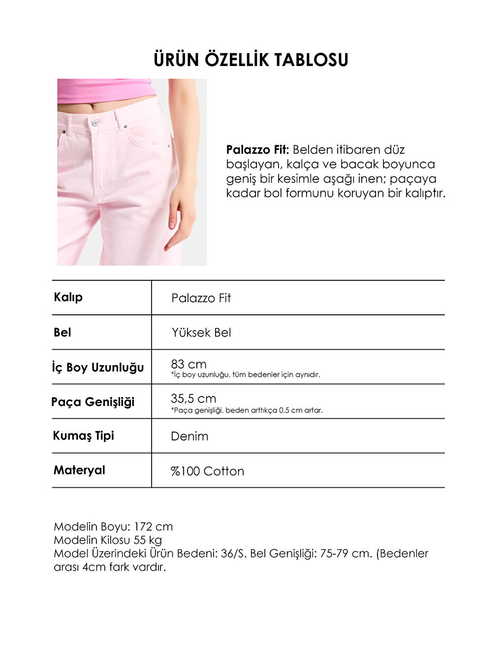 Kadın Açık Pembe Hera 6s6-98 Palazzo Fit Bol Kesim Denim Jean-5