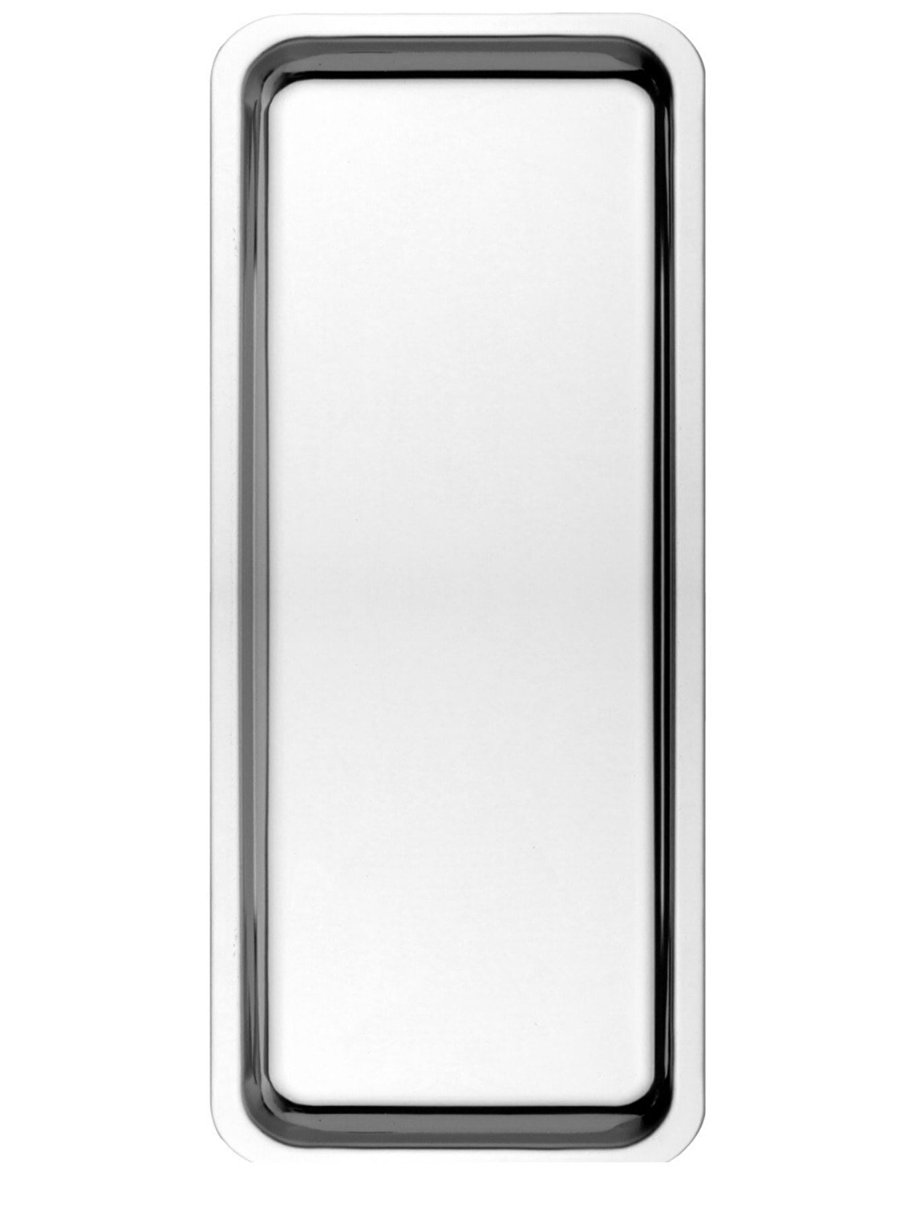 Gri Paslanmaz Çelik Gümüş Renk Dikdörtgen Dar Metal Düz Sunum Tepsisi Çay Kahve Tatlı Sunum 4 Adet-2