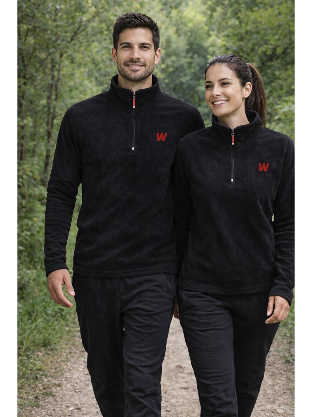 Siyah Premium Kadın Yarım Fermuarlı Outdoor Spor Polar Ceket-3