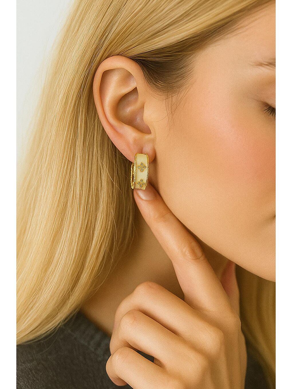 Sarı Altın Kaplama Vintage Halka Küpe-1