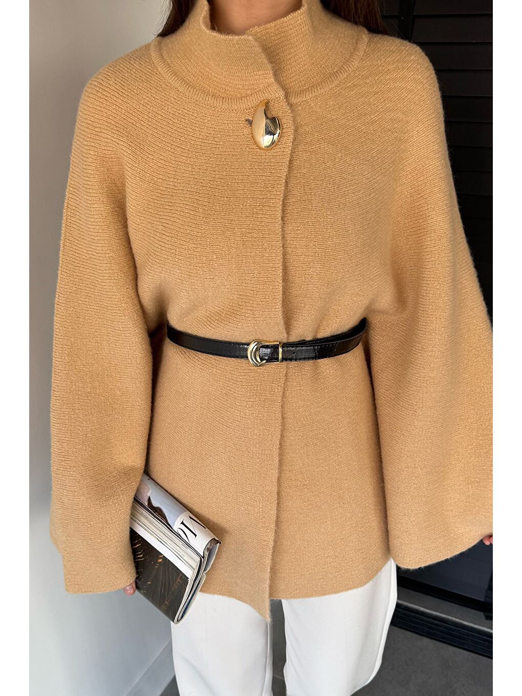 Bej Kemerli Triko Panço-1