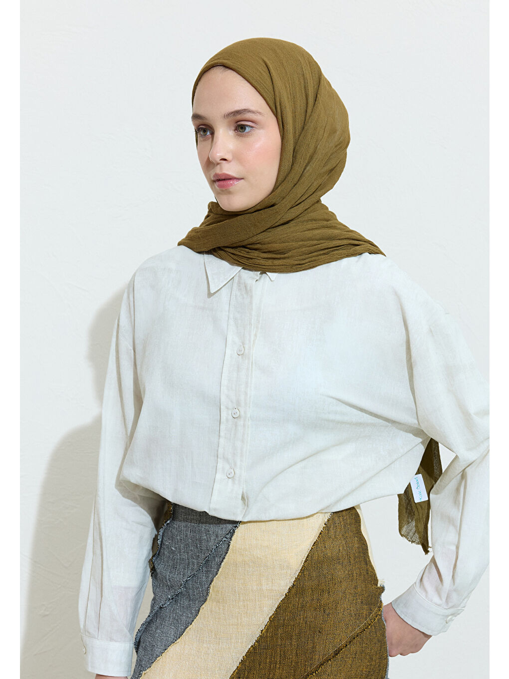 Haki PAMUKLU KETEN ŞAL KALE SALAD-1